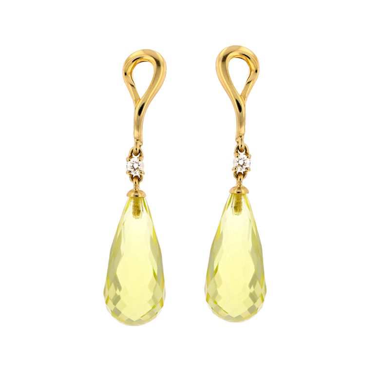 Boucles d'oreilles ISABELLE LANGLOIS diamants 0.13 carat et pierres fines or jaune 7.99g Comme neuf -  reconditionné disponible sur Gemme Les Bijoux